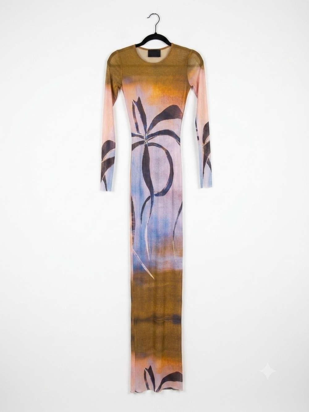 Louisa Ballou Long-Sleeve Maxi Dress in Brown, Pink, Blue